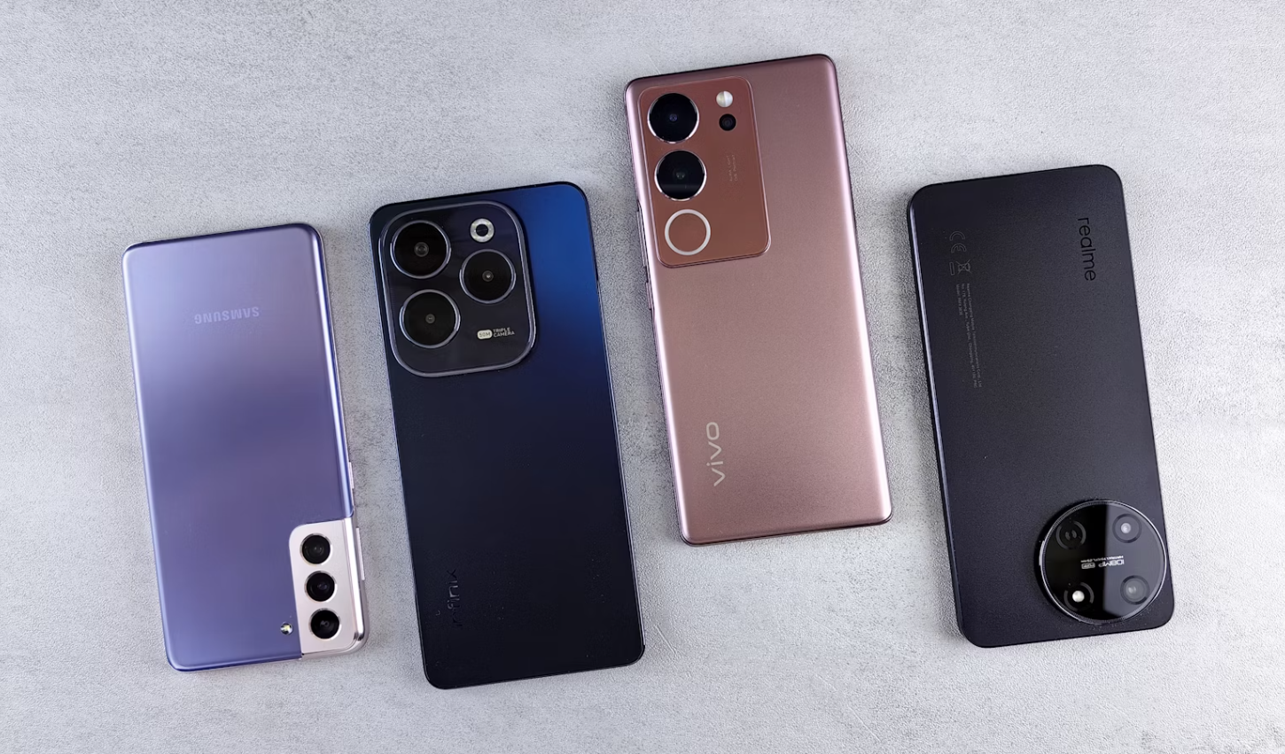A collection of new mobile phones from various brands
