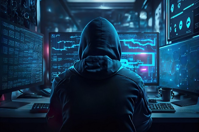 A person in a hoodie sitting in front of a computer

Description automatically generated